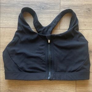 Athleta Black Front Zipper Sports Bra - Medium